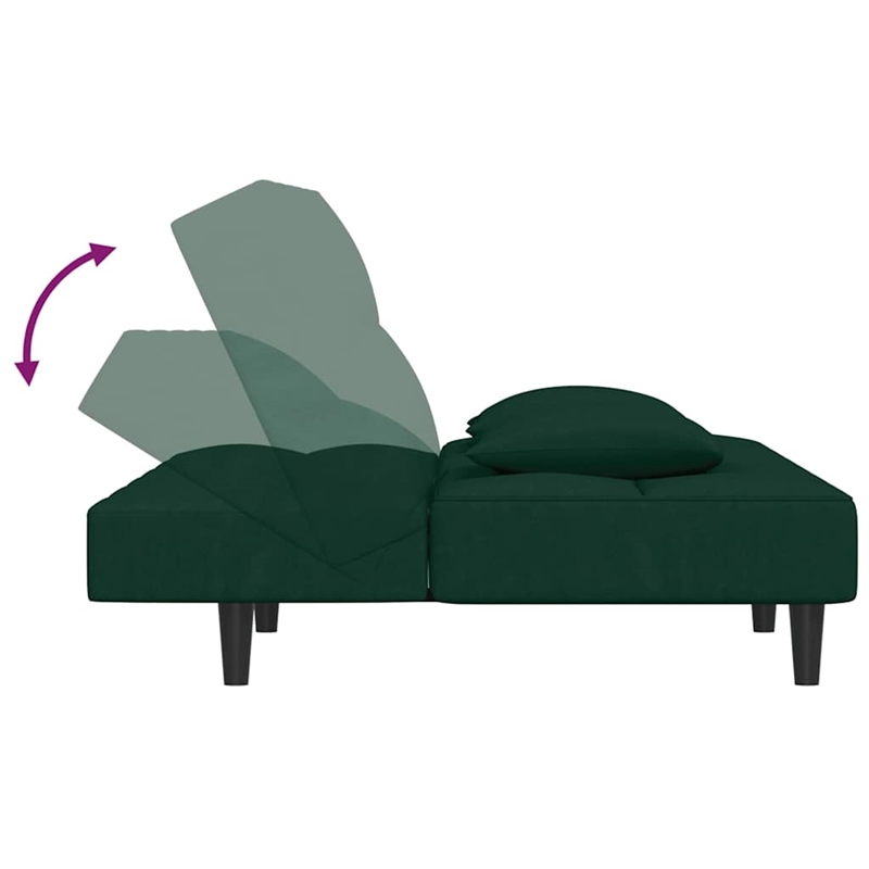 Bowery Hill Contemporary 2-Seater Sofa Bed in Dark Green Velvet