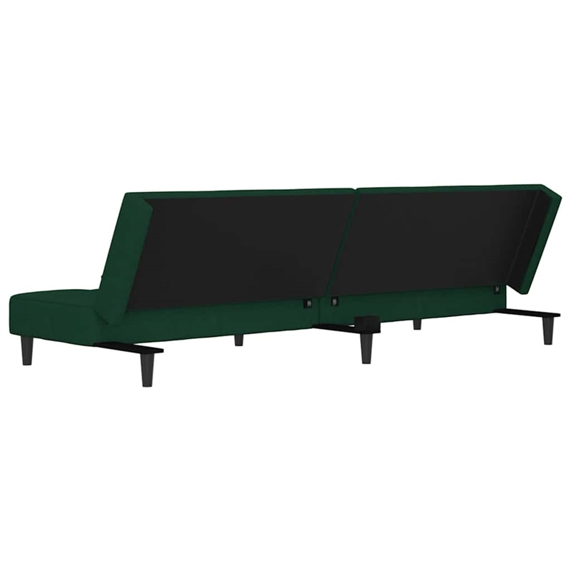 Bowery Hill Contemporary 2-Seater Sofa Bed in Dark Green Velvet