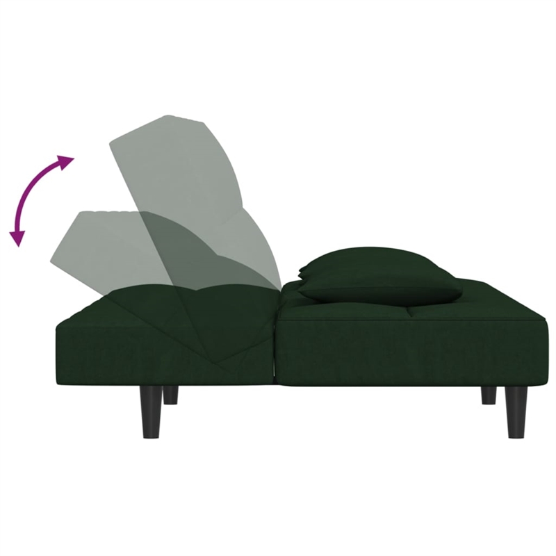 Bowery Hill Contemporary 2-Seater Sofa Bed in Dark Green Velvet
