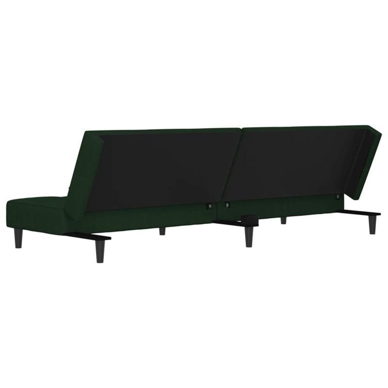 Bowery Hill Contemporary 2-Seater Sofa Bed in Dark Green Velvet