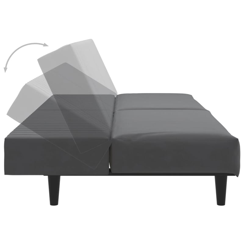 Bowery Hill 2-Seater Convertible Sofa Bed in Dark Grey Velvet