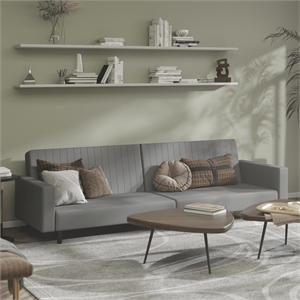 Bowery Hill Contemporary Sofa Bed in Light Grey Polyester Velvet