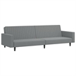 Bowery Hill Contemporary Sofa Bed in Light Grey Polyester Velvet