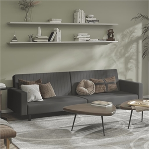 Bowery Hill Contemporary Sofa Bed in Dark Grey Polyester Velvet
