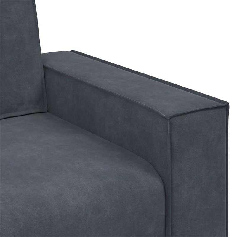 Bowery Hill Contemporary 2-Seater Sofa in Dark Gray Finish Velvet