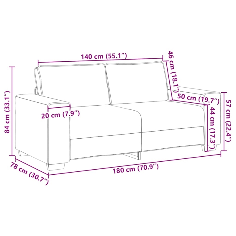 Bowery Hill Contemporary 2-Seater Sofa in Dark Gray Finish Velvet
