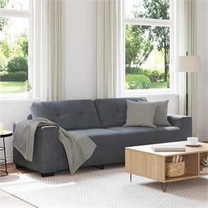 Bowery Hill Contemporary 3-Seater Sofa in Dark Gray Finish Velvet