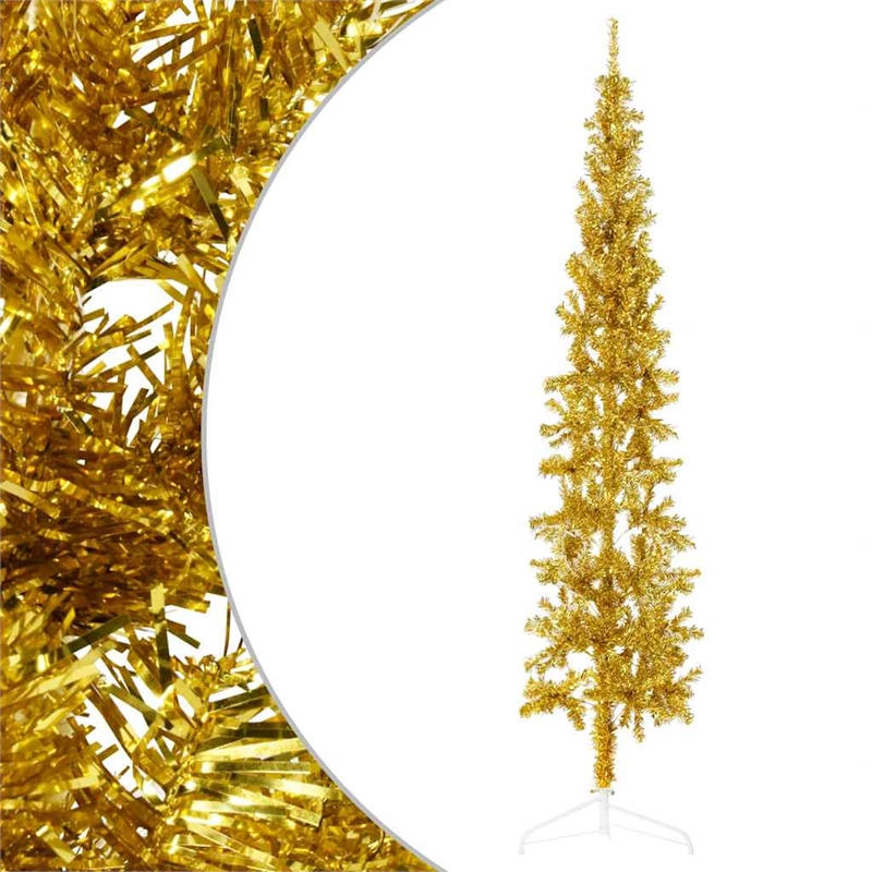 Bowery Hill Artificial Half Christmas Tree Gold PVC Steel Tall