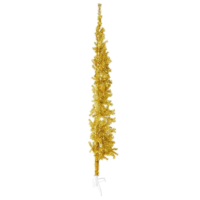 Bowery Hill Artificial Half Christmas Tree Gold PVC Steel 7 ft Tall
