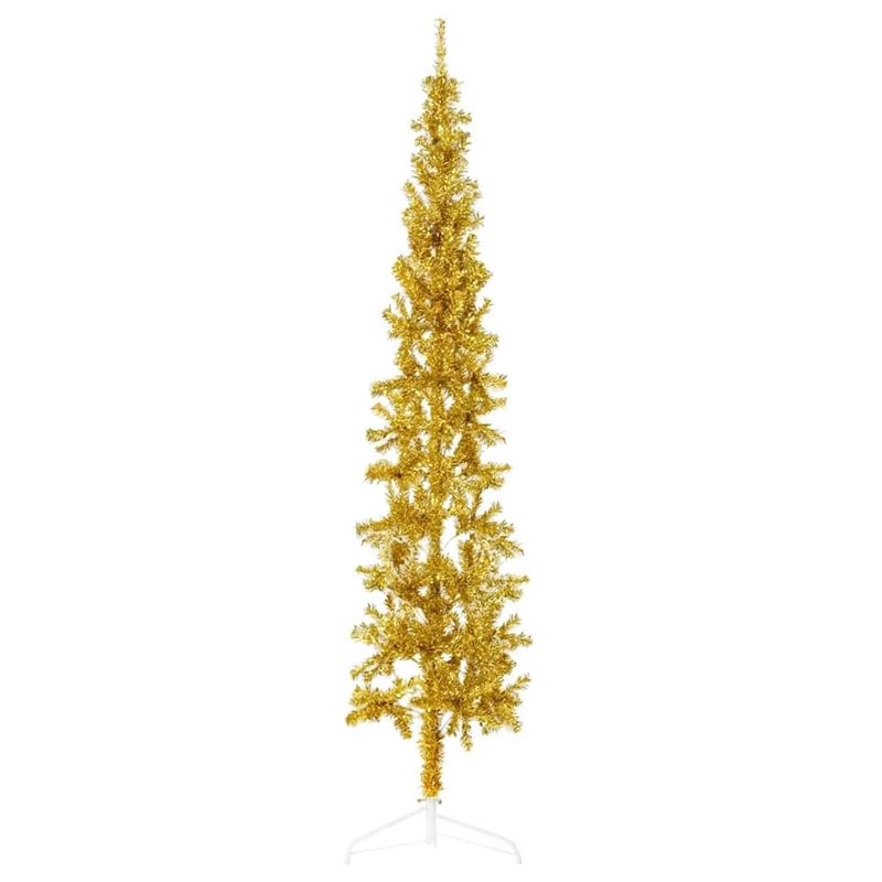 Bowery Hill Artificial Half Christmas Tree Gold PVC Steel 7 ft Tall
