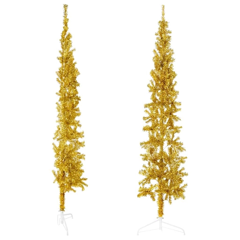 Bowery Hill Artificial Half Christmas Tree Gold PVC Steel 7 ft Tall