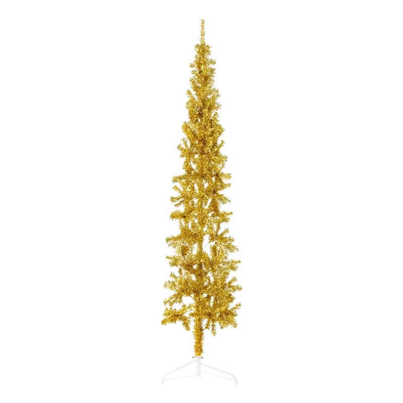 Bowery Hill Slim Artificial Half Christmas Tree Gold PVC Skinny
