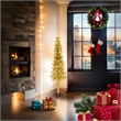 Bowery Hill Artificial Half Christmas Tree Gold PVC Steel Slim Space-Saving