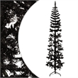 Bowery Hill Artificial Half Christmas Tree Black PVC Slim Decorative Inlays