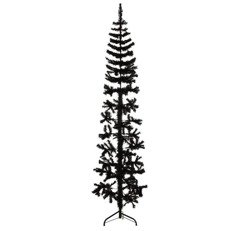Bowery Hill Artificial Half Christmas Tree Black PVC Slim Decorative Inlays