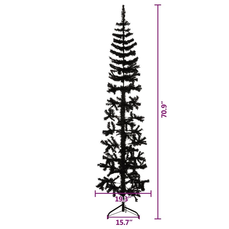 Bowery Hill Artificial Half Christmas Tree Black PVC Slim Decorative Inlays