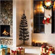 Bowery Hill Artificial Half Christmas Tree Black PVC Steel Slim