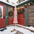 Bowery Hill Artificial Half Christmas Tree Pink PVC Steel 94.5