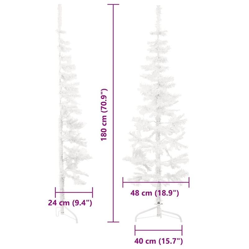 Bowery Hill Artificial Half Christmas Tree White PVC Steel Slim