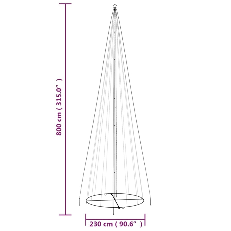 Bowery Hill Christmas Cone Tree Warm White Powder-coated Steel Copper PVC