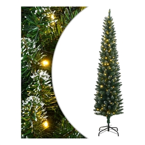Bowery Hill Artificial Slim Christmas Tree Green and white PVC Steel Slim