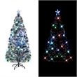 Bowery Hill Christmas Tree Green and White Fiber optic Steel PVC 5 ft