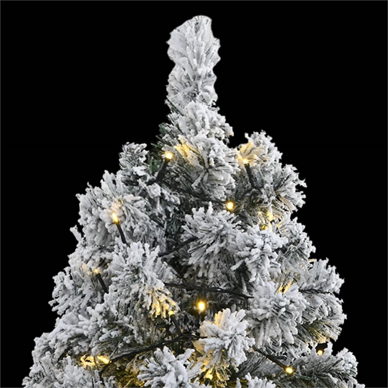 Bowery Hill Artificial Hinged Christmas Tree 300 LEDs and Flocked Snow 82.7