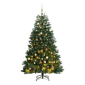 Bowery Hill Artificial Hinged Christmas Tree 300 LEDs and Ball Set 82.7&quot