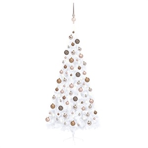 Bowery Hill Artificial Half Pre-lit Christmas Tree with Ball Set White 82.7&quot