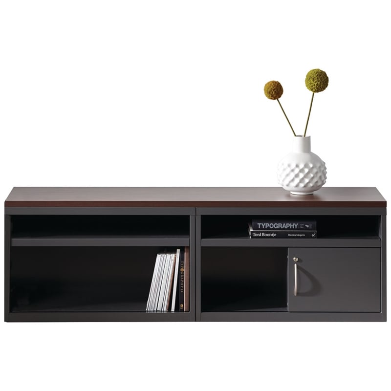 Bowery Hill 36-inch Wide Low Metal Credenza with Sliding Door Charcoal
