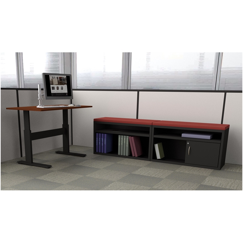 Bowery Hill 36-inch Wide Low Metal Credenza with Sliding Door Charcoal