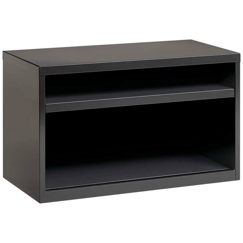 Bowery Hill 36-inch Wide Low Metal Credenza with Shelves Charcoal