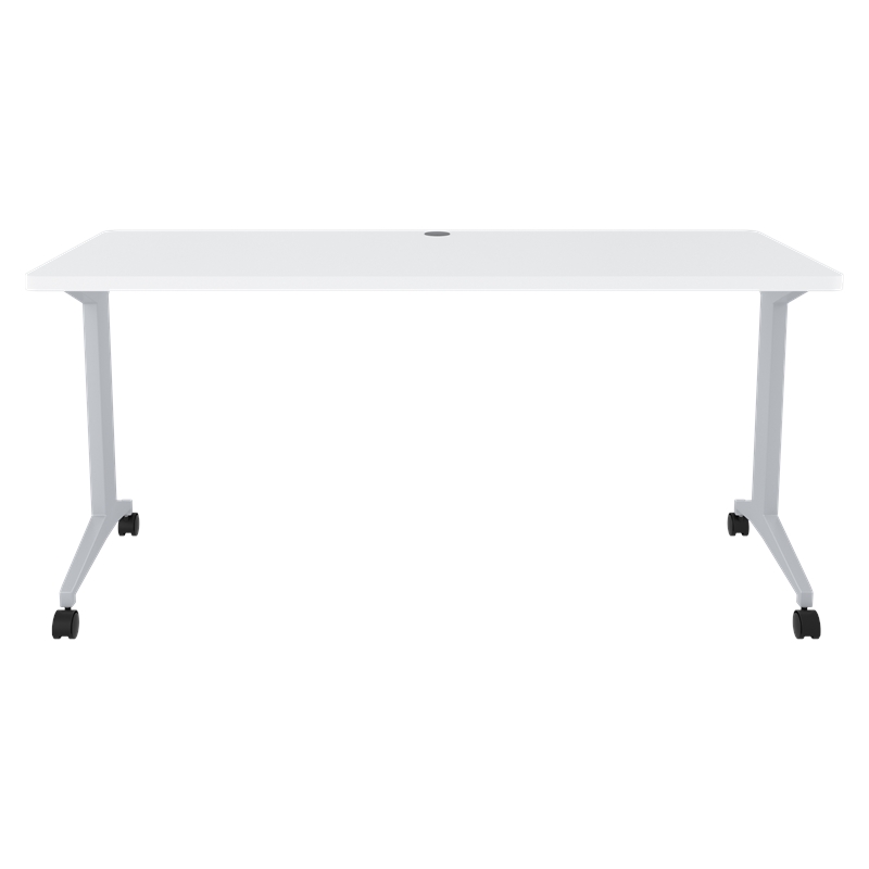 Bowery Hill Modern T-Leg Metal Table Desk in Arctic Silver/White