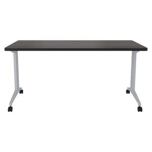 Bowery Hill Modern Metal T-Leg Table Desk in Arctic Silver/Weathered Charcoal