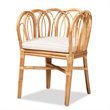 Bowery Hill Set of 2 Woven Rattan Round End Table and Rattan Chair in Natural