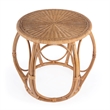 Bowery Hill Set of 2 Woven Rattan Round End Table and Rattan Chair in Natural