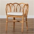 Bowery Hill Set of 2 Woven Rattan Round End Table and Rattan Chair in Natural