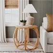 Bowery Hill Set of 2 Woven Rattan Round End Table and Rattan Chair in Natural