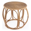 Bowery Hill Set of 2 Woven Rattan Round End Table and Rattan Chair in Natural