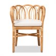 Bowery Hill Set of 2 Woven Rattan Round End Table and Rattan Chair in Natural