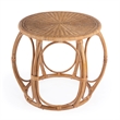 Bowery Hill Set of 2 Woven Rattan Round End Table and Rattan Chair in Natural