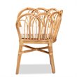 Bowery Hill Set of 2 Woven Rattan Round End Table and Rattan Chair in Natural