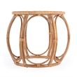 Bowery Hill Set of 2 Woven Rattan Round End Table and Rattan Chair in Natural