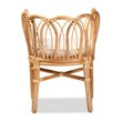 Bowery Hill Set of 2 Woven Rattan Round End Table and Rattan Chair in Natural
