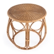 Bowery Hill Set of 2 Woven Rattan Round End Table and Rattan Chair in Natural