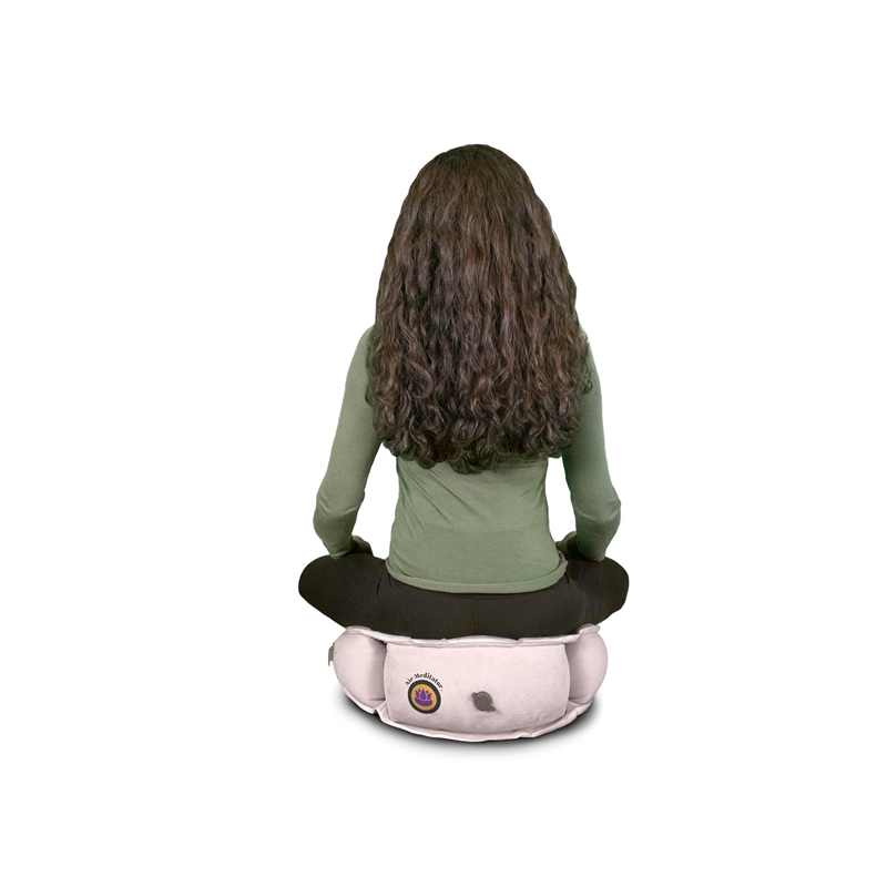 Bowery Hill Fabric Air Inflatable Travel Meditation Cushion in Black