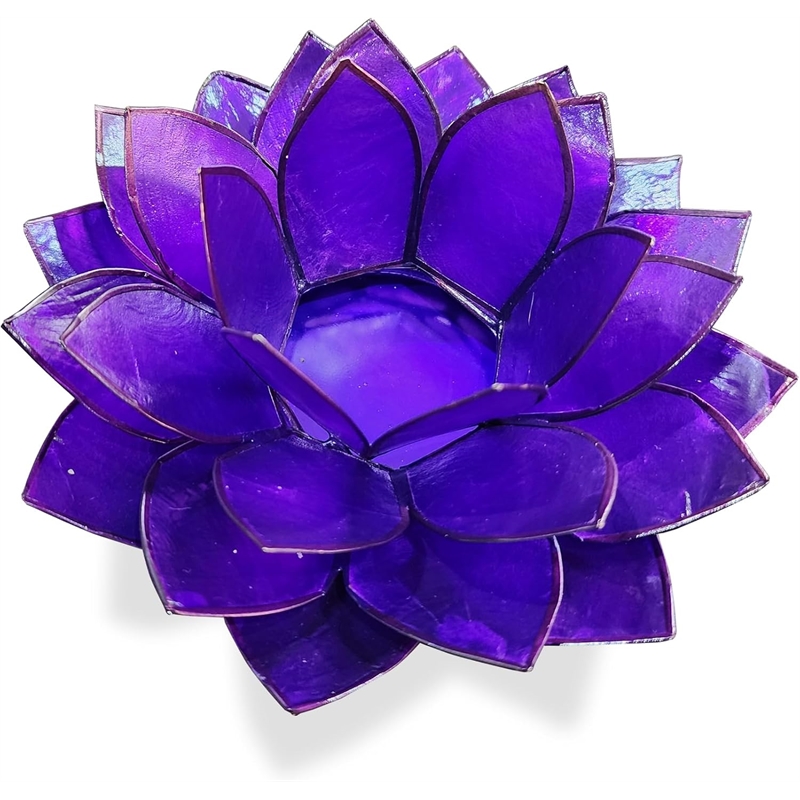 Bowery Hill Handcrafted Moonshadow Capiz Shell Tea Light Holder in Purple