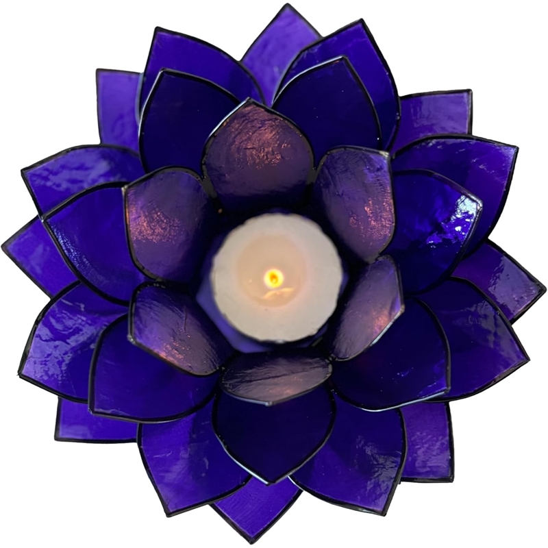Bowery Hill Handcrafted Moonshadow Capiz Shell Tea Light Holder in Purple