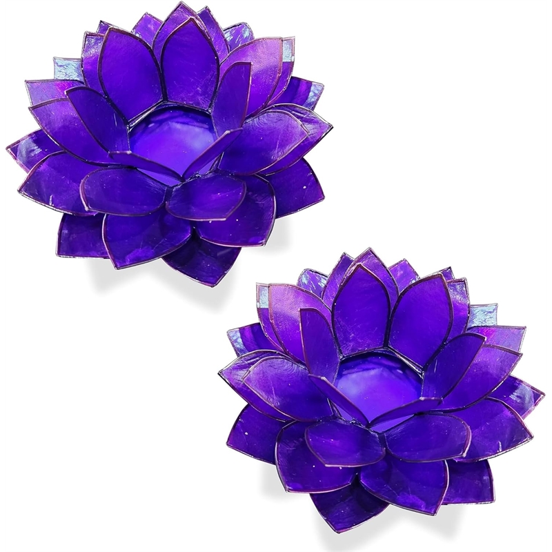 Bowery Hill Handcrafted Moonshadow Capiz Shell Tea Light Holder in Purple