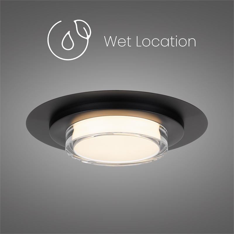 Bowery Hill Round 16-inch Stainless Steel LED Outdoor Flush Mount in Black